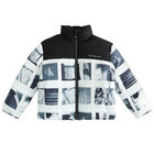 Boys White & Black Logo Puffer Jacket, 1, hi-res
