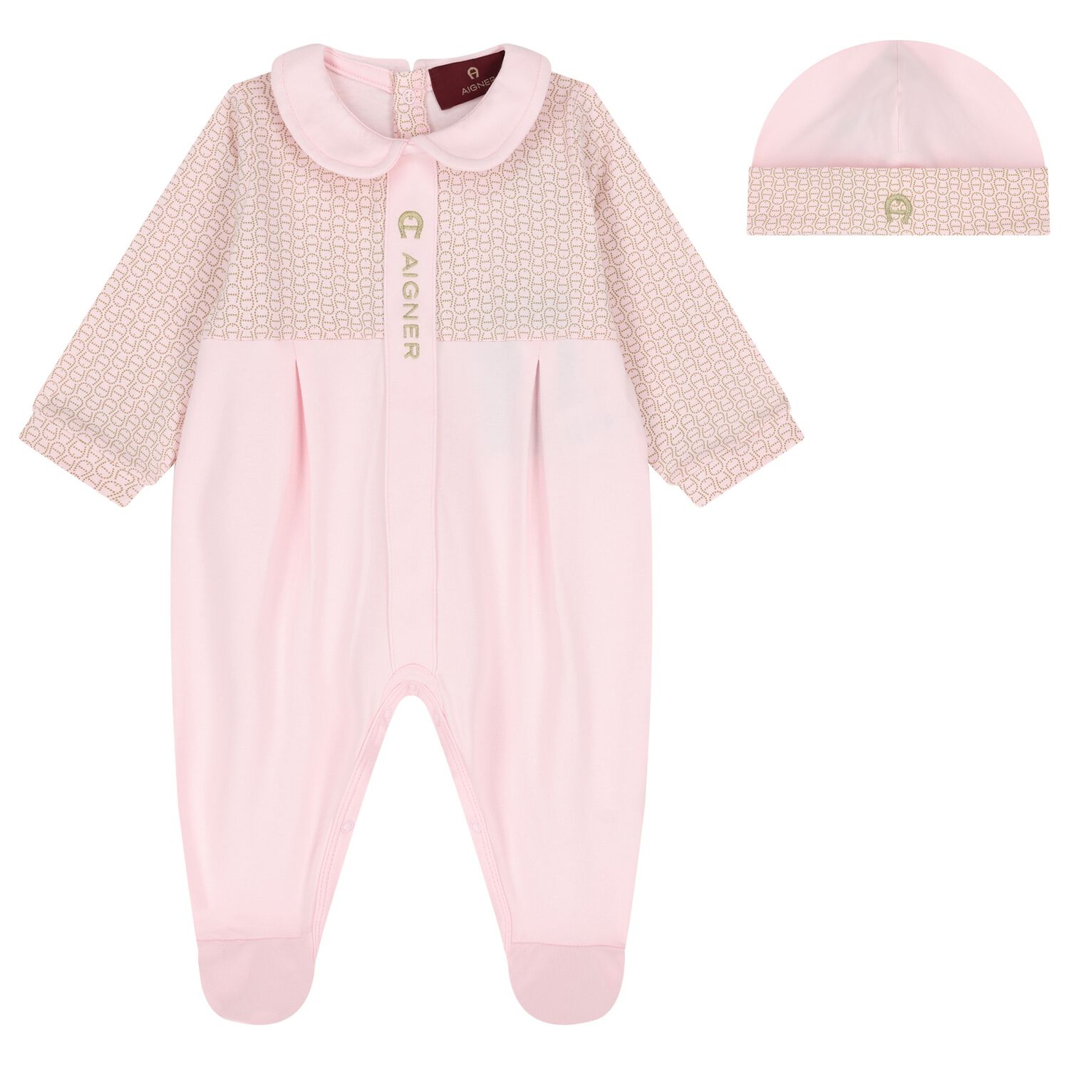 Baby Girls Pink Logo Babygrow & Hat Gift Set, 1, hi-res