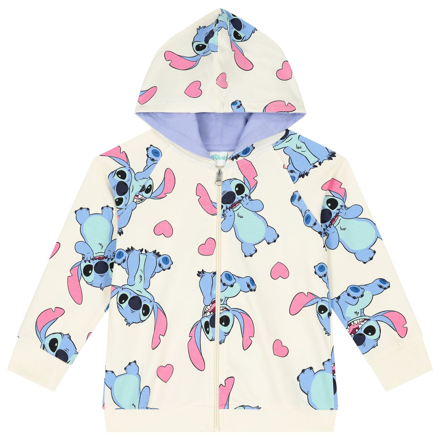 Girls Ivory Lilo & Stitch Zip Up Top, 1, hi-res
