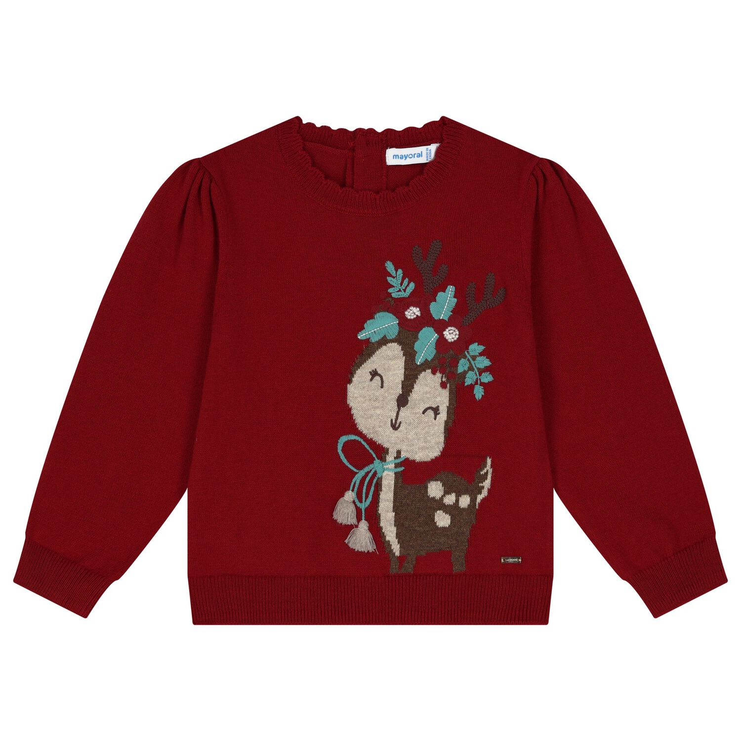Baby Girls Red Reindeer Jumper, 1, hi-res image number null
