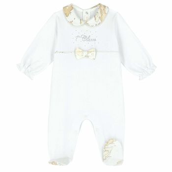 Baby Girls White Geo Map Babygrow