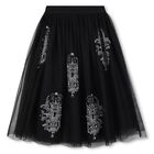 Girls Black Embellished Tulle Skirt, 1, hi-res