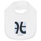 Baby Boys White Logo Bib, 1, hi-res