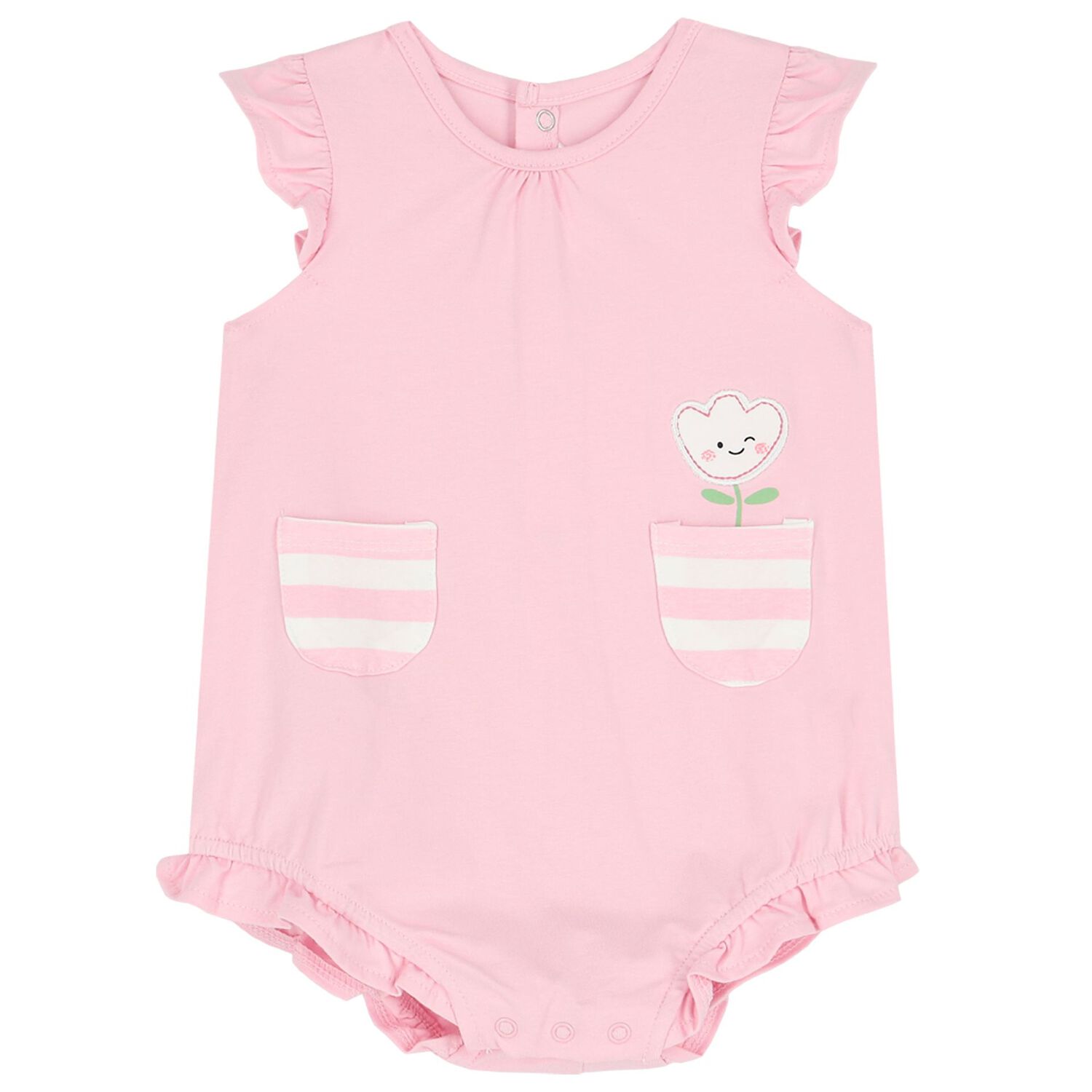 Baby Girls Pink & White Rompers ( 3-Pack ), 1, hi-res