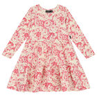 Girls Ivory & Pink Floral Tiered Dress, 1, hi-res