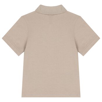 Boys Beige Logo Polo Shirt