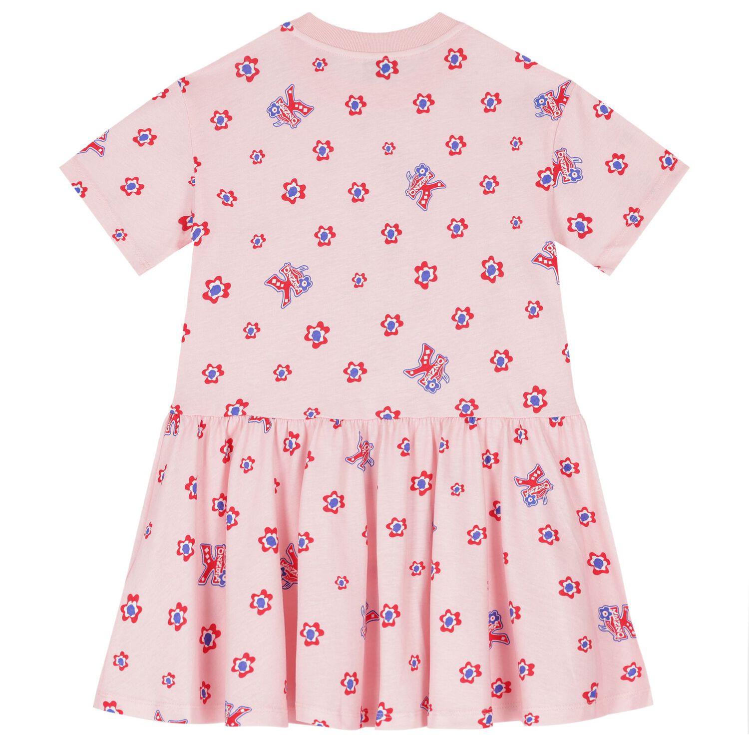 Girls Pink Floral Logo Dress, 1, hi-res