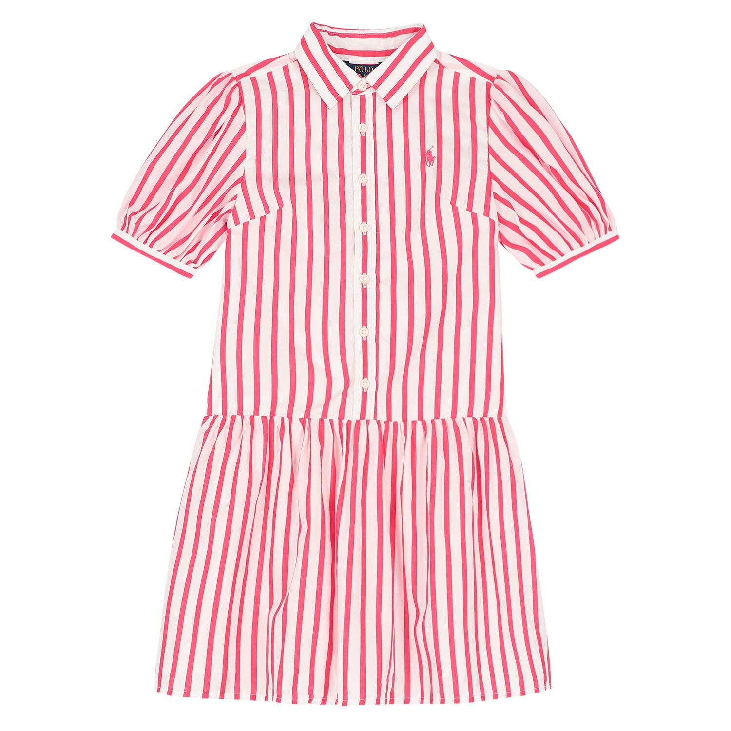 Girls White & Pink Striped Dress, 1, hi-res image number null