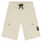 Younger Boys Beige Logo Shorts, 2, hi-res