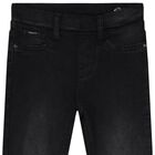Girls Black Denim Jeggings, 1, hi-res