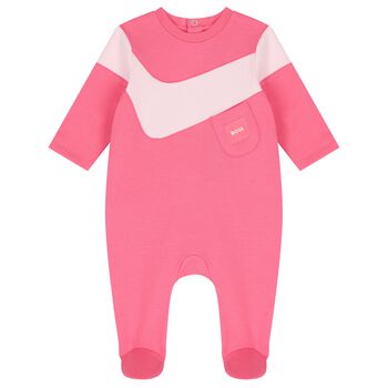 Baby Girls Pink Logo Babygrow