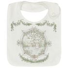 White Tapestry Baby Bib, 1, hi-res