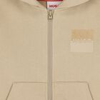 Boys Beige Logo Hooded Zip Up Top, 2, hi-res