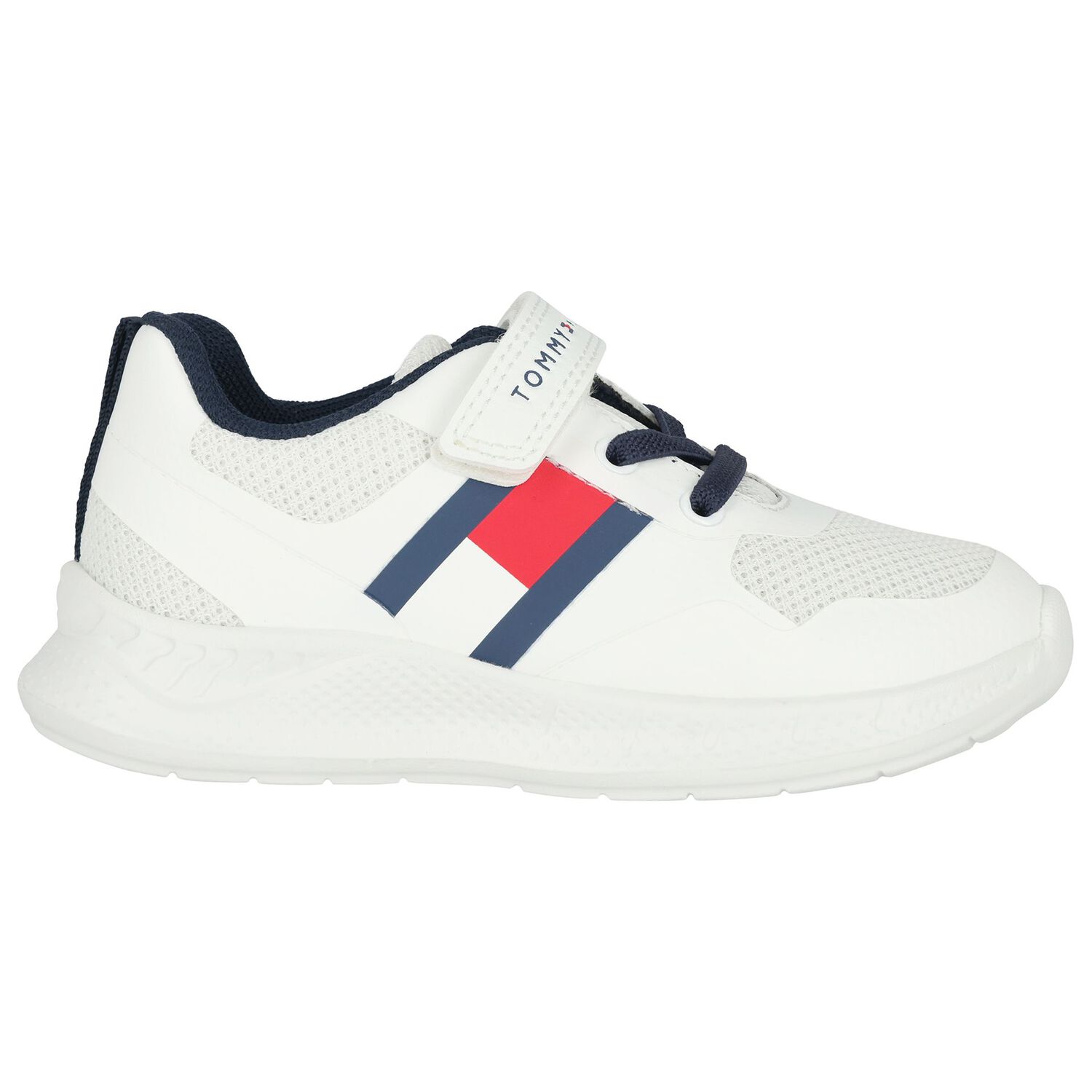 Boys White Logo Trainers, 1, hi-res