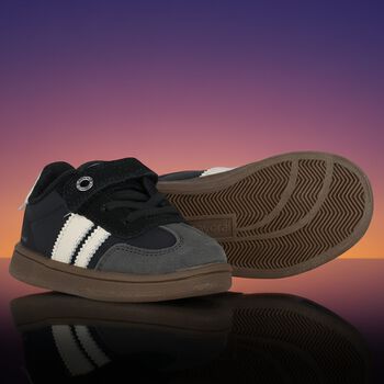 Younger Boys Black & White Trainers