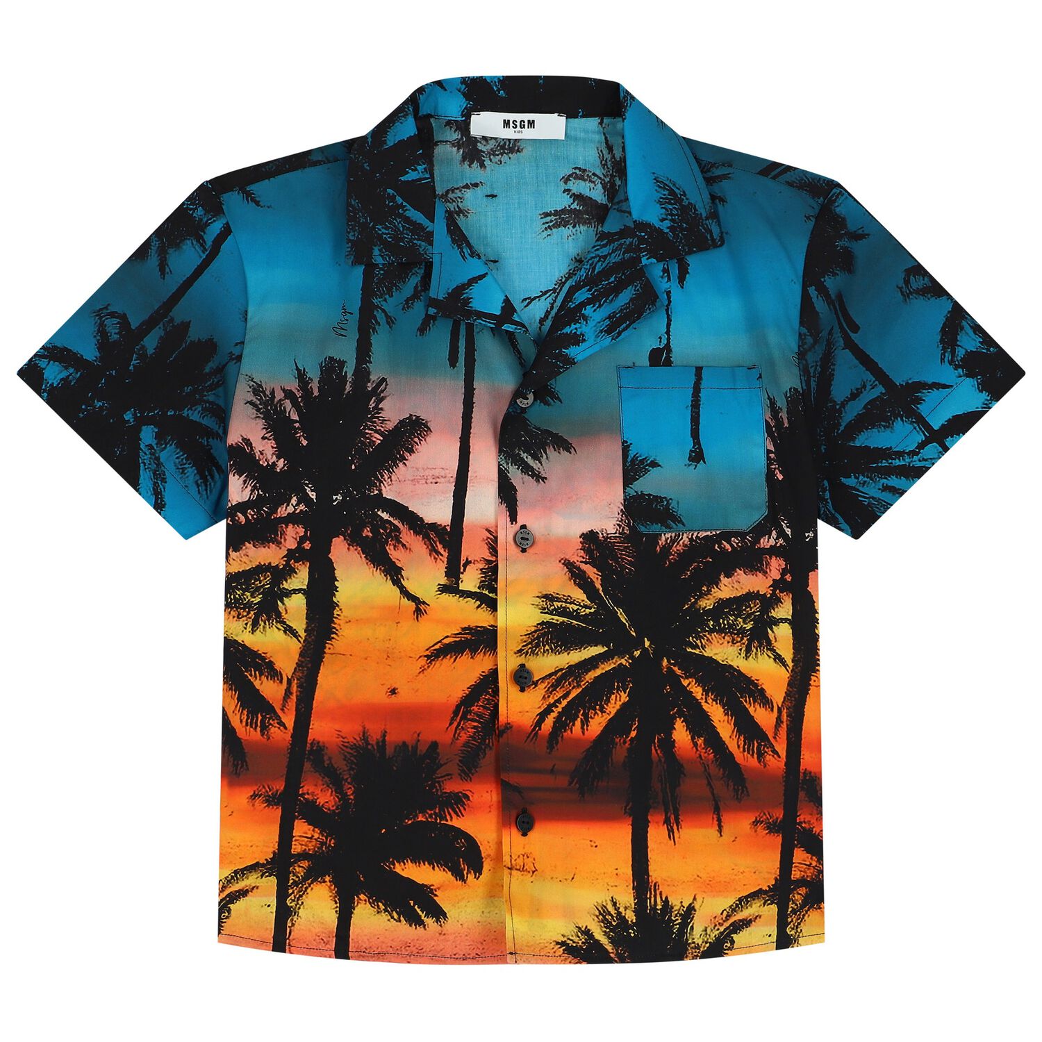 Boys Orange & Blue Palm Tree Shirt, 1, hi-res