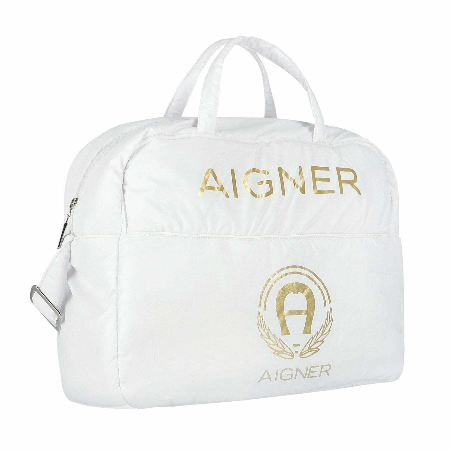 White & Gold Baby Changing Bag, 1, hi-res