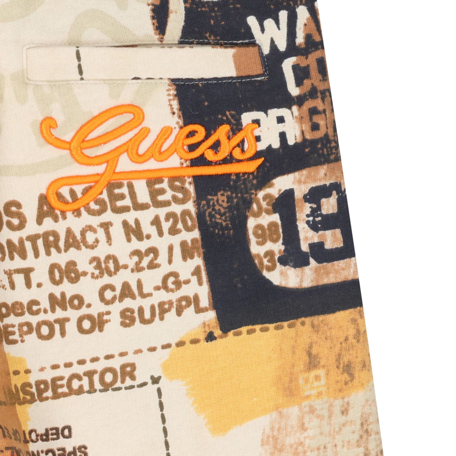 Boys Beige Logo Shorts, 1, hi-res