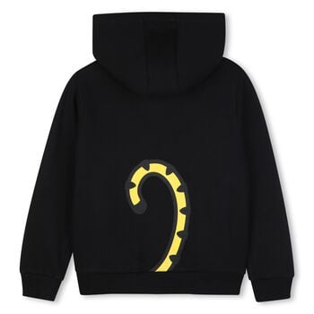 Boys Black Tiger Logo Hooded Zip Up Top