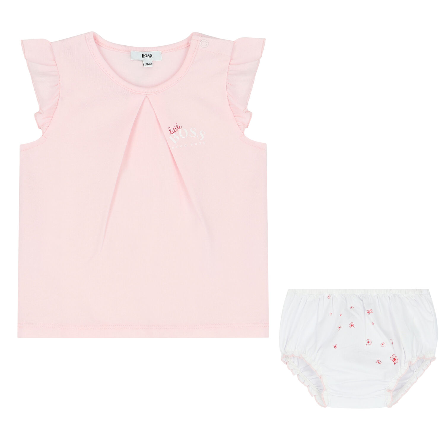 Baby Girls Pink Top & Shorts Set, 1, hi-res
