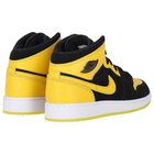 Black, Yellow & White Air Jordan 1 Mid Trainers, 1, hi-res