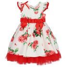 Girls Ivory & Red Floral Dress, 1, hi-res
