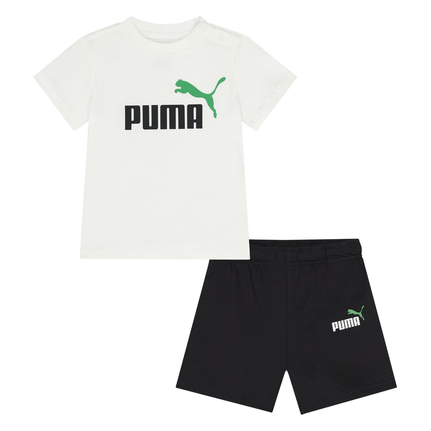 Younger Boys White & Black Logo Shorts Set, 5, hi-res
