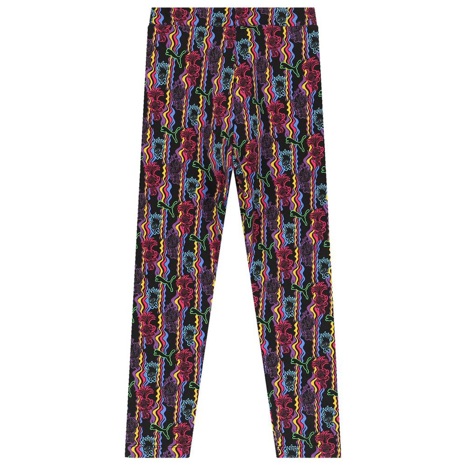 Girls Black Trolls Logo Leggings, 1, hi-res