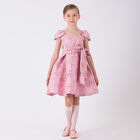 Girls Pink Castle Jacquard Dress, 1, hi-res