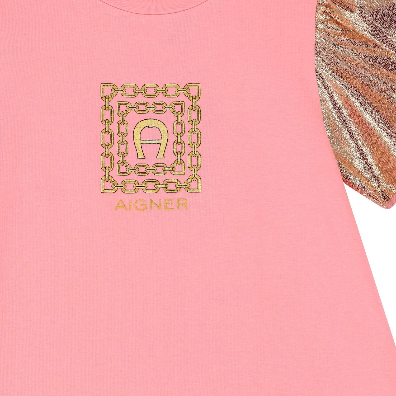 Girls Pink & Gold Logo Dress, 2, hi-res image number null