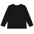 Boys Black Logo Long Sleeve Top, 1, hi-res