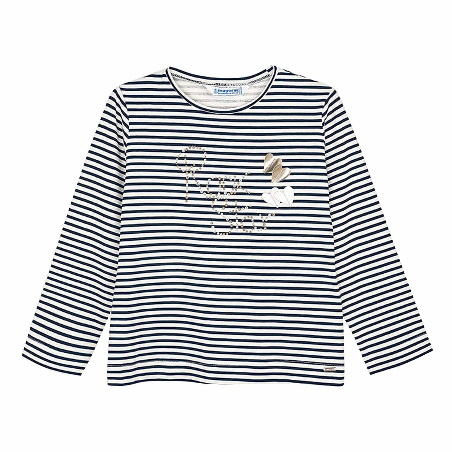 Girls Black & White Striped Top, 1, hi-res image number null