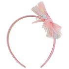Girls Pink Heart & Tulle Applique Headband, 1, hi-res