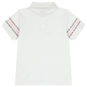 Boys White Logo Polo Shirt