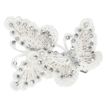 Girls Silver Embellished Butterfly Hair Clip