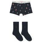 Boys Navy Blue Logo Underwear Set, 1, hi-res