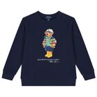 Boys Navy Blue Polo Bear Sweatshirt, 1, hi-res