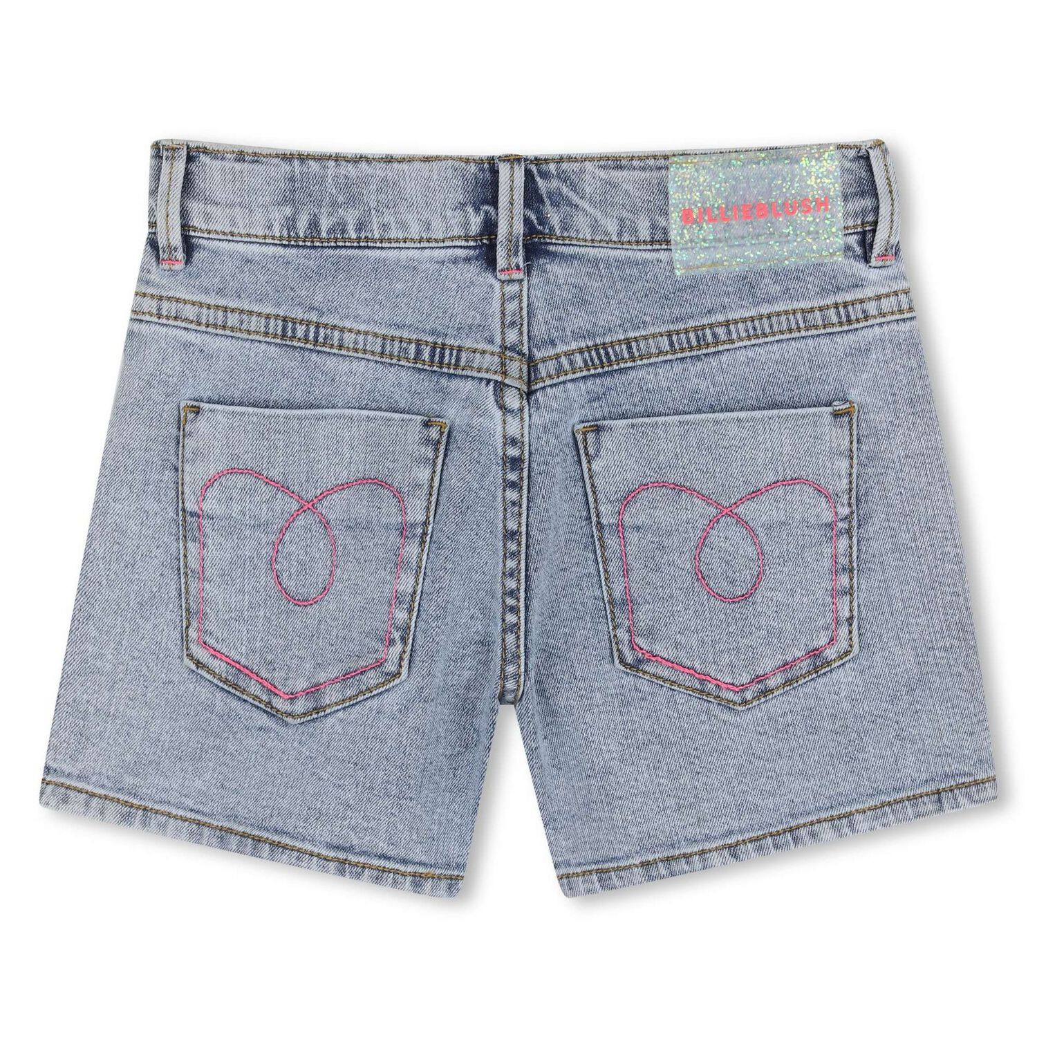 Girls Blue Denim Embellished Shorts, 1, hi-res