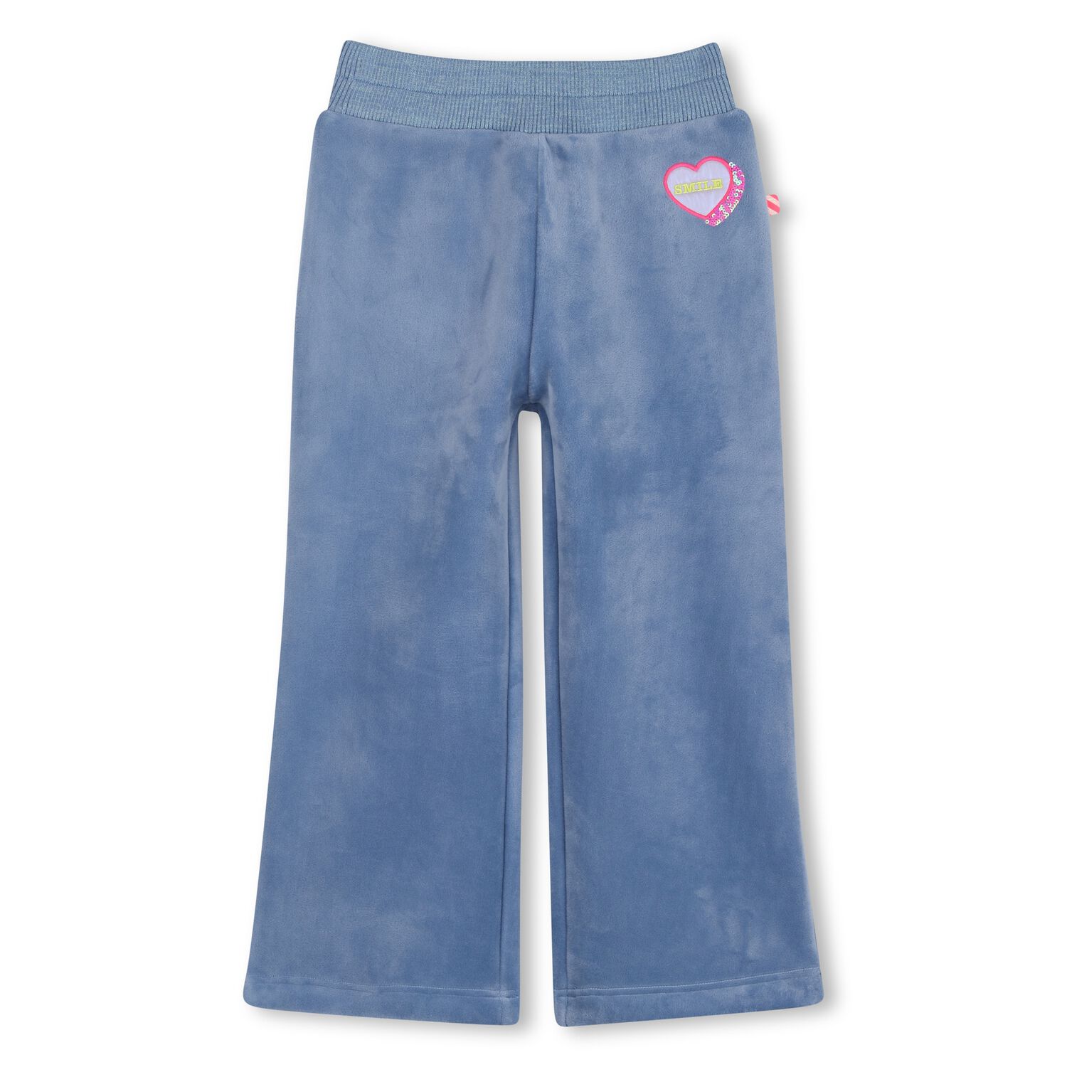 Girls Blue Heart Flared Trousers, 1, hi-res