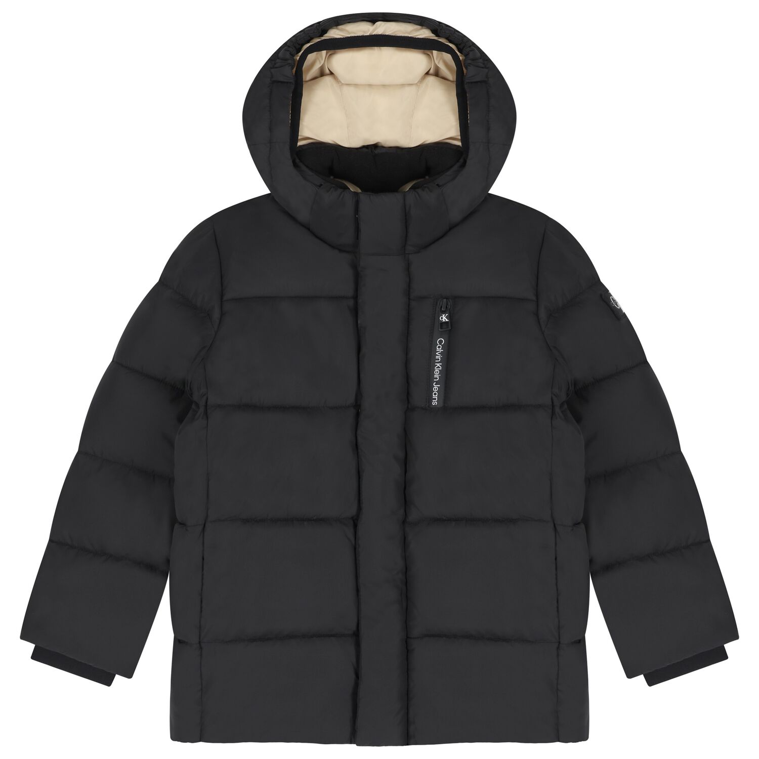 Boys Black Logo Padded Puffer Jacket, 2, hi-res