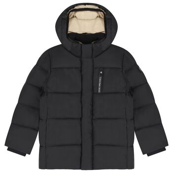Boys Black Logo Padded Puffer Jacket