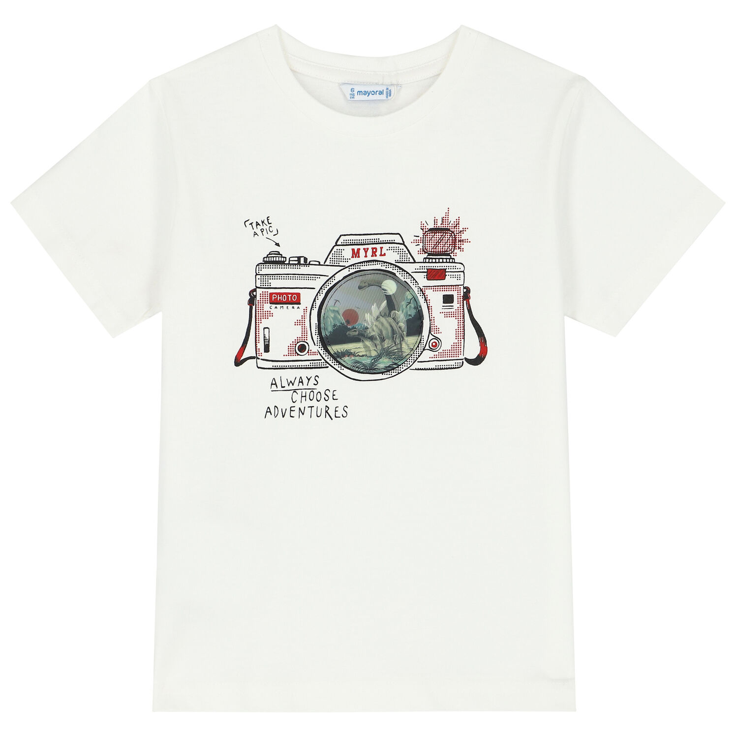 Boys Ivory Camera Holographic T-Shirt, 2, hi-res
