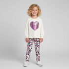 Girls Ivory Cat Long Sleeve Top, 1, hi-res