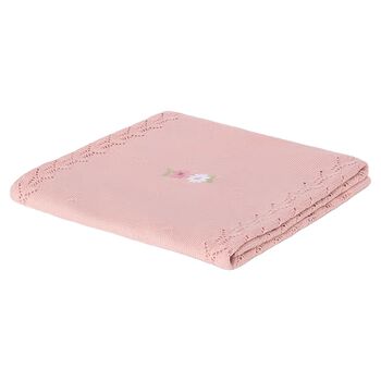 Baby Girls Pink Floral Knit Blanket