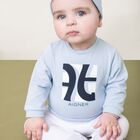 Baby Boys Blue & White Logo Babygrow, 1, hi-res