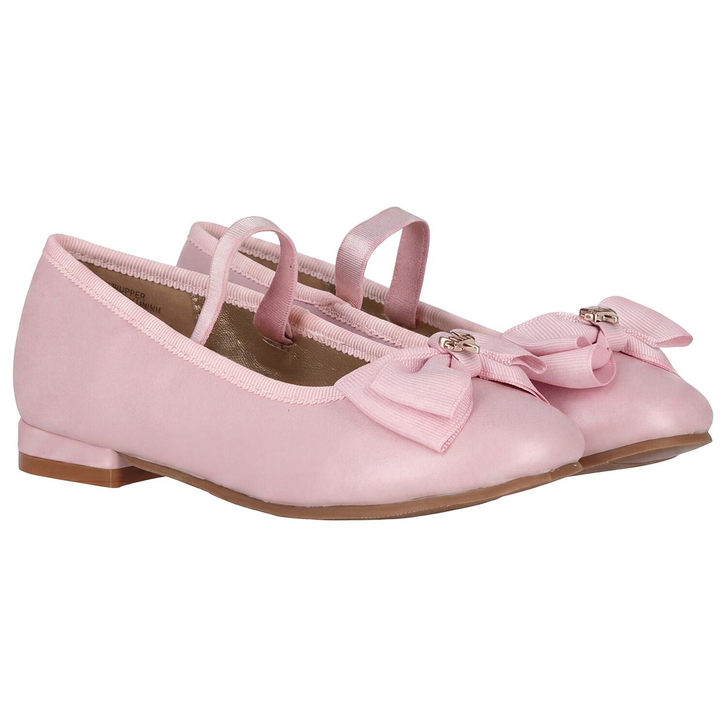 Girls Pink Bow Leather Shoes, 1, hi-res