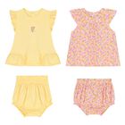 Baby Girls Yellow & Pink Floral Shorts Set ( 2-Pack ), 1, hi-res