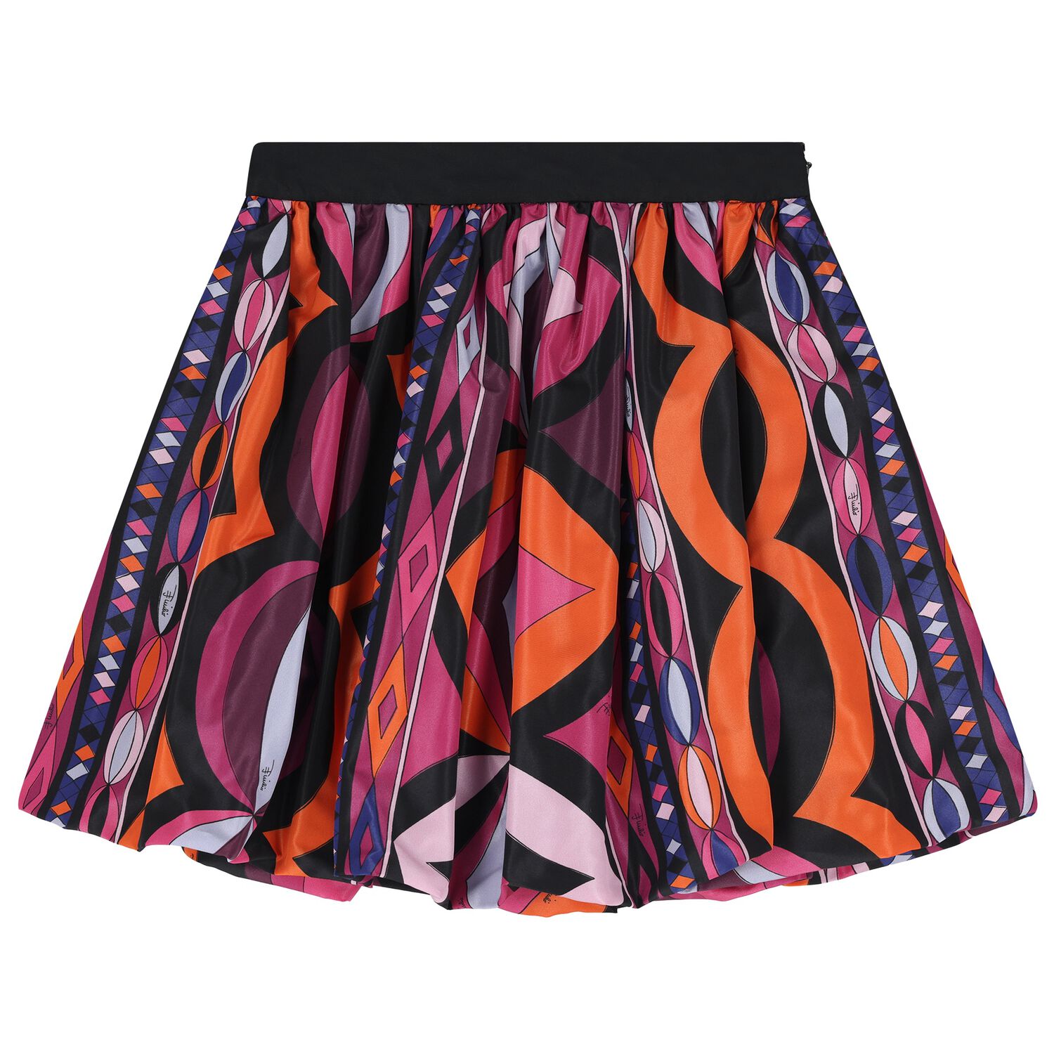 Girls Black & Pink Vortice Bubble Skirt, 1, hi-res