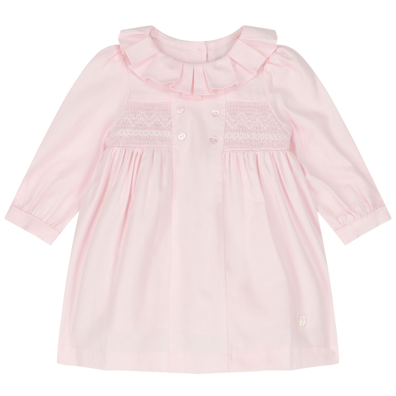 Baby Girls Pink Smocked Dress, 1, hi-res