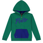 Boys Green Logo Zip Up Top, 1, hi-res